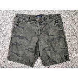 AMERICAN EAGLE Shorts Mens 36 Green Camo Extreme Flex Slim Chino *Flaws